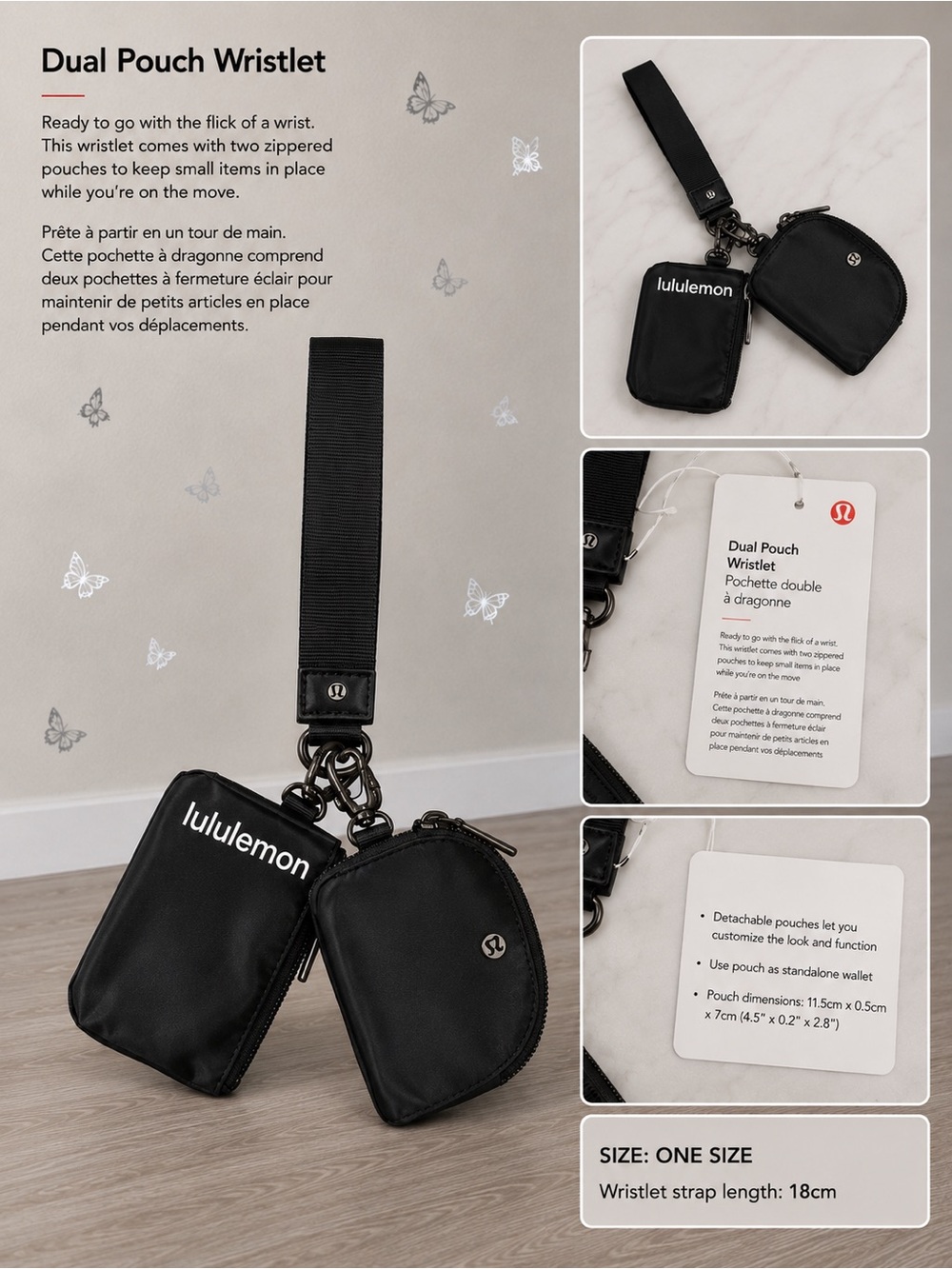 lululemon athletica Dual Pouch Wristlet in Black